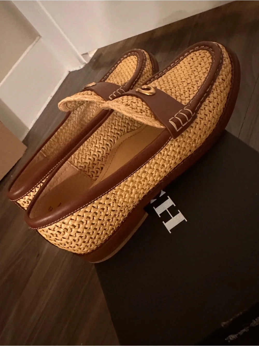 Coach Women’s Woven Loafers in Tan and Brown